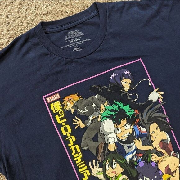 Funimation My Hero Academia T-Shirt Men's Sz Large Graphic Print Anime Navy Blue - Picture 2 of 5